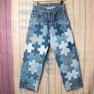 Custom levis patchwork jeans